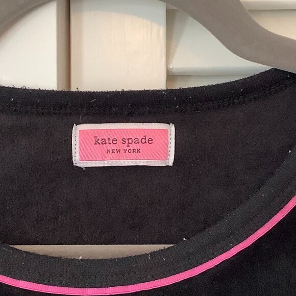 Kate Spade velour pj top winky face black medium pink - Picture 4 of 8